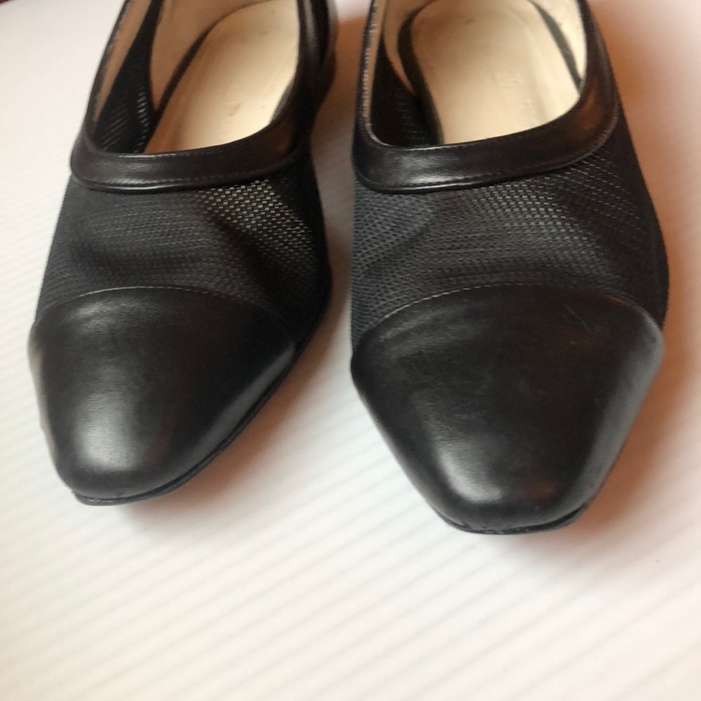 Giorgio Armani Mesh Black Leather Toeshoes Size38 - image 2